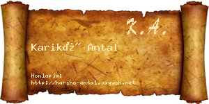 Karikó Antal névjegykártya